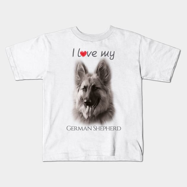 I love my German Shepherd Kids T-Shirt by GNDesign